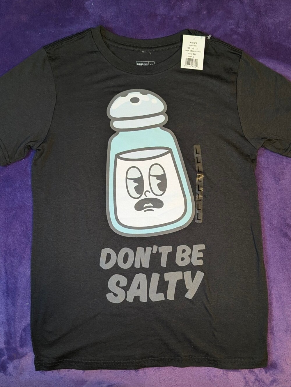 Boys Kohl’s "Don’t Be Salty" Graphic T-Shirt Black Size Large NWT Discontinued
